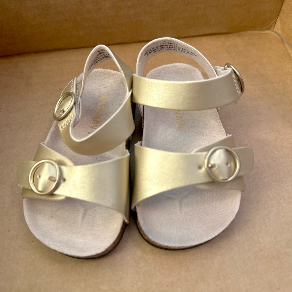 Baby Faux Leather Strap Sandals, Size: 6-12 M